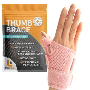 BracEasy Thumb Brace: Thumb Support for arthritis - Thumb Splint Right Hand & Thumb Splint Left Hand. Wrist and Thumb Support, De Quervains Tenosynovitis Splint, Thumb Spica Splint [Pink; Single] from 