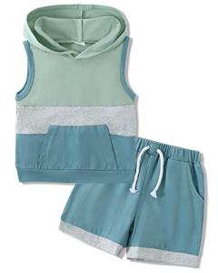 SANMIO 4-5T Toddler Boy Clothes Little Kids Summer ClothingÂ  Baby Boy's Hooded Tank Top and Shorts Outfit Set from 