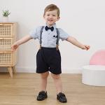 YALLET Toddler Baby Boy Outfits 1-5T Boys Suits Gentleman Short Sleeve Button Shirts+Bowtie+Suspender Shorts Formal Clothes from 