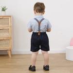 YALLET Toddler Baby Boy Outfits 1-5T Boys Suits Gentleman Short Sleeve Button Shirts+Bowtie+Suspender Shorts Formal Clothes from 