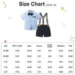 YALLET Toddler Baby Boy Outfits 1-5T Boys Suits Gentleman Short Sleeve Button Shirts+Bowtie+Suspender Shorts Formal Clothes from 
