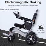 New Update Lightweight Electric Wheelchair Folding Power Mobility Wheelchair Weight Only 48Lbs with 12"Solid Rear Tires More Stable Support 120Kg Dual Motors and 2*6Ah Lithium Batteries by Wisging