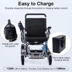 New Update Lightweight Electric Wheelchair Folding Power Mobility Wheelchair Weight Only 48Lbs with 12"Solid Rear Tires More Stable Support 120Kg Dual Motors and 2*6Ah Lithium Batteries by Wisging