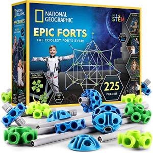 NATIONAL GEOGRAPHIC Kids Epic Fort Building Kit - 225-Piece Indoor Fort Builder for Kids - Build a Fort for Creative Play, STEM Building Toy, Fort Building Kit for Kids 6-10, Blanket Fort Kit for Kids by JMW Sales, Inc.