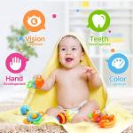 CUTE STONE Baby Rattles Toys Set, Babies Teethers Toys for Baby 3-12 Months, Early Development Learning Toy with Grasp, Spin Rattle Set and Storage Box, Newborn Infant Birthday Gifts for Girls & Boys by Cute Stone