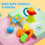CUTE STONE Baby Rattles Toys Set, Babies Teethers Toys for Baby 3-12 Months, Early Development Learning Toy with Grasp, Spin Rattle Set and Storage Box, Newborn Infant Birthday Gifts for Girls & Boys by Cute Stone