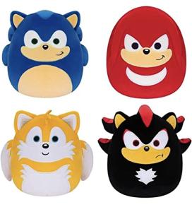Squishmallows Kellytoy SEGA Sonic, Knuckles, Tails, Shadow Plush Toy (7" Set of 4 Sonic) from Kellytoy