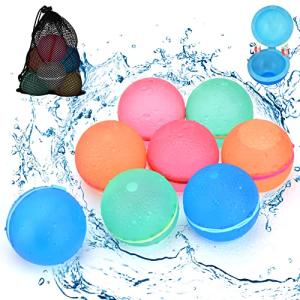 SOPPYCID Reusable Magnetic Water Balloons, Silicone Self Sealing Water Balls, Quick Refill Soft Water Bombs for Outdoor Summer Splash Party, Water Fight Game 8Pack by UCIDCI