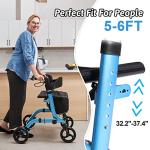 Foldable All Terrain Walker for Senior with Seat, Lightweight Aluminum Rollator Walker with Seat, Rolling Walker with Adjustable Handles, Rollator Walker with Seat for Senior/Adult by SOUHEILO by SOUHEILO US