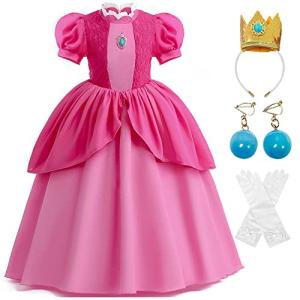 Zalongye Princess Peach Costume Dress for Girls cosplay Halloween Party Dress Up princess peach Dress by 