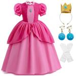 Zalongye Princess Peach Costume Dress for Girls cosplay Halloween Party Dress Up princess peach Dress by 