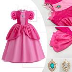Zalongye Princess Peach Costume Dress for Girls cosplay Halloween Party Dress Up princess peach Dress by 