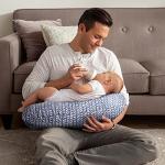 Boppy Original Nursing Support, FKA Boppy Nursing Pillow, Blue Herringbone, Ergonomic Breastfeeding, Bottle Feeding, and Bonding, with Hypoallergenic Fiber Fill, with Removable Cover, Machine Washable by Boppy