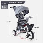JMMD Baby Tricycle, 7-in-1 Folding Kids Trike with Adjustable Parent Handle, Safety Harness & Wheel Brakes, Removable Canopy, Storage, Stroller Bike Gift for Toddlers 18 Months - 5 Years, Grey by JMMD