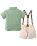 YALLET Toddler Baby Boy Outfits 1-5T Boys Suits Gentleman Short Sleeve Button Shirts+Bowtie+Suspender Shorts Formal Clothes from 