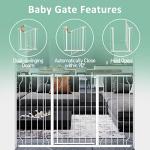 WAOWAO Extra Tall 37.4" Baby Gate Wide Pressure Mounted Walk Through Swing Auto Close Safety Black White Metal Toddler Kids Child Dog Pet Puppy Cat for Indoor Stairs,Doorways,Kitchen 29.13-76.37 inch by WAOWAO