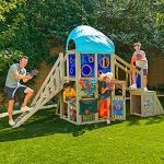 KidKraft Nerf Command Base Battle Fort Wooden Outdoor Two-Story Playset with Rock Walls, Targets and Storage by KidKraft