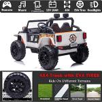 NEWQIDA 12V Electric Ride On Car for Kids 4WD Ride on Truck with Remote Control Parent-Child Ride On Toys for Kids Power Vehicle Wheels for Girls Boys, 220lbs Max Capacity, EVA Rubber Tires, White from NEWQIDA