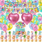 52 Pcs Bear Birthday Party Supplies, Kids Party Supplies Include Birthday Banner, Cake Topper, Cupcake Topper, Latex Balloon, Foil Balloon for Birthday Decorations from ZOZOIN