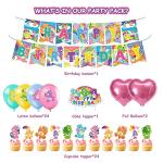 52 Pcs Bear Birthday Party Supplies, Kids Party Supplies Include Birthday Banner, Cake Topper, Cupcake Topper, Latex Balloon, Foil Balloon for Birthday Decorations from ZOZOIN