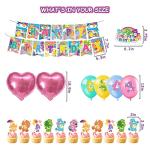 52 Pcs Bear Birthday Party Supplies, Kids Party Supplies Include Birthday Banner, Cake Topper, Cupcake Topper, Latex Balloon, Foil Balloon for Birthday Decorations from ZOZOIN