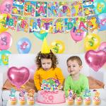 52 Pcs Bear Birthday Party Supplies, Kids Party Supplies Include Birthday Banner, Cake Topper, Cupcake Topper, Latex Balloon, Foil Balloon for Birthday Decorations from ZOZOIN