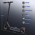 Aovopro ESMAX Electric Scooter, 27 Miles Range, Upgraded 500W Motor, 21 MPH Speed,10" Anti-Puncture Self-Sealing Air Tyre, Portable Commuting Electric Scooter for Adults by Huizhou Peter Technology CO.,Ltd