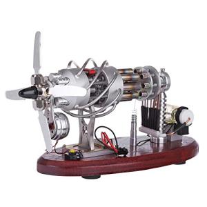 VIVEE Hot Air Stirling Engine Motor Model Kit, 16 Cylinder Swash Plate Stirling Engine Generator Model with LED and Voltage Digital Display Meter, STEM Educational Toy by VIVEE