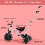 67i Tricycles for 1-3 Year Old Toddler Tricycle with Push Handle for 1-3 Years Old Trikes Toddlers Push Handle Boys and Girls Kids Push Trike Toddler Bike Adjustable Seat and Handle (Pink with Handle) by 67i