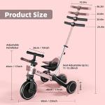 67i Tricycles for 1-3 Year Old Toddler Tricycle with Push Handle for 1-3 Years Old Trikes Toddlers Push Handle Boys and Girls Kids Push Trike Toddler Bike Adjustable Seat and Handle (Pink with Handle) by 67i