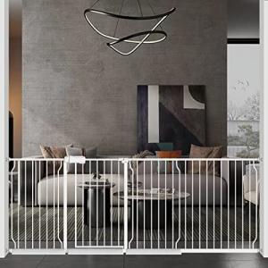 Baby Gate for Doorways Stairs Hallway 85.8-90.5 Inch Wide, Walk Through Child Gates with Pressure Mounted Extention Kit, Indoor Safety Child Gates for Kids or Pets by Rainbow Trade Co Ltd