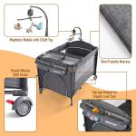 Jaoul Baby Bassinet Bedside Sleeper Baby Crib, Pack and Play with Bassinet and Changing Table, Portable Travel Baby Playpen with Bassinet Toys & Music Box, Mattress for Girl Boy Infant Newborn Gray from Jaoul