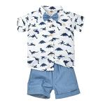 DOMOABEI 12 Months Baby Boy Clothes Toddler Boy Summer Outfits Short Sleeve Dinosaur Shirt Top+shorts Suits Boy Summer Clothes Set Light Blue 12-18 Months by 