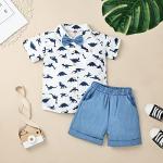 DOMOABEI 12 Months Baby Boy Clothes Toddler Boy Summer Outfits Short Sleeve Dinosaur Shirt Top+shorts Suits Boy Summer Clothes Set Light Blue 12-18 Months by 