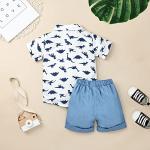 DOMOABEI 12 Months Baby Boy Clothes Toddler Boy Summer Outfits Short Sleeve Dinosaur Shirt Top+shorts Suits Boy Summer Clothes Set Light Blue 12-18 Months by 