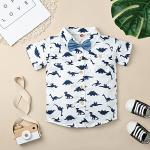 DOMOABEI 12 Months Baby Boy Clothes Toddler Boy Summer Outfits Short Sleeve Dinosaur Shirt Top+shorts Suits Boy Summer Clothes Set Light Blue 12-18 Months by 