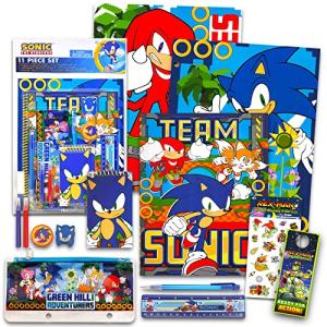 Sonic The Hedgehog School Supplies Value Pack for Kids - 13 Pc Bundle with Sonic Folders, Notebook, and Stickers for Boys and Girls | Sonic Back to School Supplies by UPD