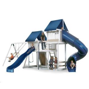 Congo Monkey Playsystem #3 with Swing Beam - White and Sand Low Maintenance Play Set - Made in The USA - Polymer Coated Playset from Congo Play