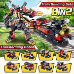 COBFDHA Train Sets Toys for Kids Age 8-12, 8-in-2 Building Blocks Kits for 12-16 Year Old Teen Boys Girls, STEM Engineering Robot Toy, Christmas Birthday Gifts for Kids Ages 6 7 9 10 11 14 (766 Pcs) by BULUKE TOYS FACTORY