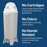 Foundations Premium Hands-Free Tall Diaper Pail with Airtight Lid, Diaper Disposal for Childcare Centers and Home Use, No Assembly Required (Gray) from Foundations