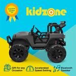 Kidzone 12V Ride On Truck 2 Seater Battery Powered Car for Kids Electric Vehicle Toy with Parent Remote Control, 4 Wheeler Quad, LED Lights, Bluetooth Music, DIY License Plate - Dark Gray from Kidzone