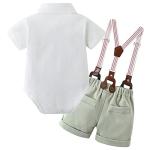WESIDOM Baby Boys Clothes 0-3 Months Gentleman Outfits, Short Sleeve Dress Romper+Bow-Tie+Detachable Suspender Shorts by 