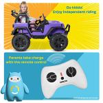 Kidzone 12V Ride On Truck 2 Seater Battery Powered Car for Kids Electric Vehicle Toy with Parent Remote Control, 4 Wheeler Quad, LED Lights, Bluetooth Music, DIY License Plate - Dark Gray from Kidzone
