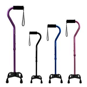 Quad Walking Cane Foldable Adjustable Portable Stick Men & Women and Seniors - Lightweight & Sturdy with 4-Pronged Base for Extra Stability Balance,Self Standing Foam Padded Offset Handle by AOHHL
