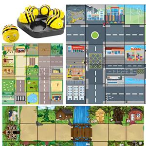 TTS Bee-Bot See & Say Coding Floor Robot Classroom Bundle w/ 1 Transport & Industry Mat, 1 Countryside Mat, 1 Fairytale Mat, Educational STEM Robotic Toys with Activity Mats from TTS