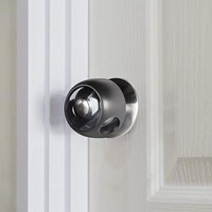 CLYMENE Improved Door Knob Covers Child Proof Door Handle Covers Child Safety, Baby Proof Door Knob Locks for Kids, 4 Pack (Clear-Black) from CLYMENE