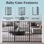 WAOWAO Triple Lock Baby Gate Extra Wide Pressure Mounted Walk Through Swing Auto Close Safety Black Metal Dog Pet Puppy Cat for Stairs,Doorways,Kitchen 25.59"-81.49" inch(Black,53.93-57.87"/137-147cm) from WAOWAO