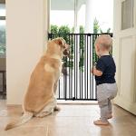 Babelio 34" Extra Tall Baby/Dog Gate with No Threshold Design Walk Thru Door, 26-43" Auto Close Safety Gate for Babies, Elders and Pets, Fits Doorways, Stairs, and Entryways, Black from Babelio