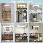 WAOWAO Triple Lock Baby Gate Extra Wide Pressure Mounted Walk Through Swing Auto Close Safety Black Metal Dog Pet Puppy Cat for Stairs,Doorways,Kitchen 25.59"-81.49" inch(Black,53.93-57.87"/137-147cm) from WAOWAO