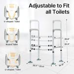 HEAO Toilet Safety Frame for Seniors,Bathroom Safety Rail with Anti-Slip Mat,Storage Bag,Height Adjustable for Stability,Easy to Install from HEAO